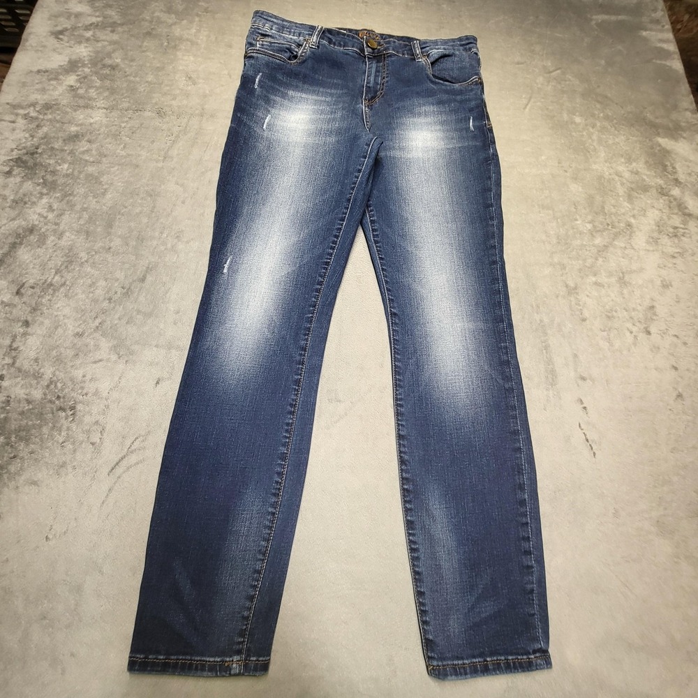 Kut From The Kloth Jeans Womens 12 Blue Toothpick Skinny Distressed Stretch